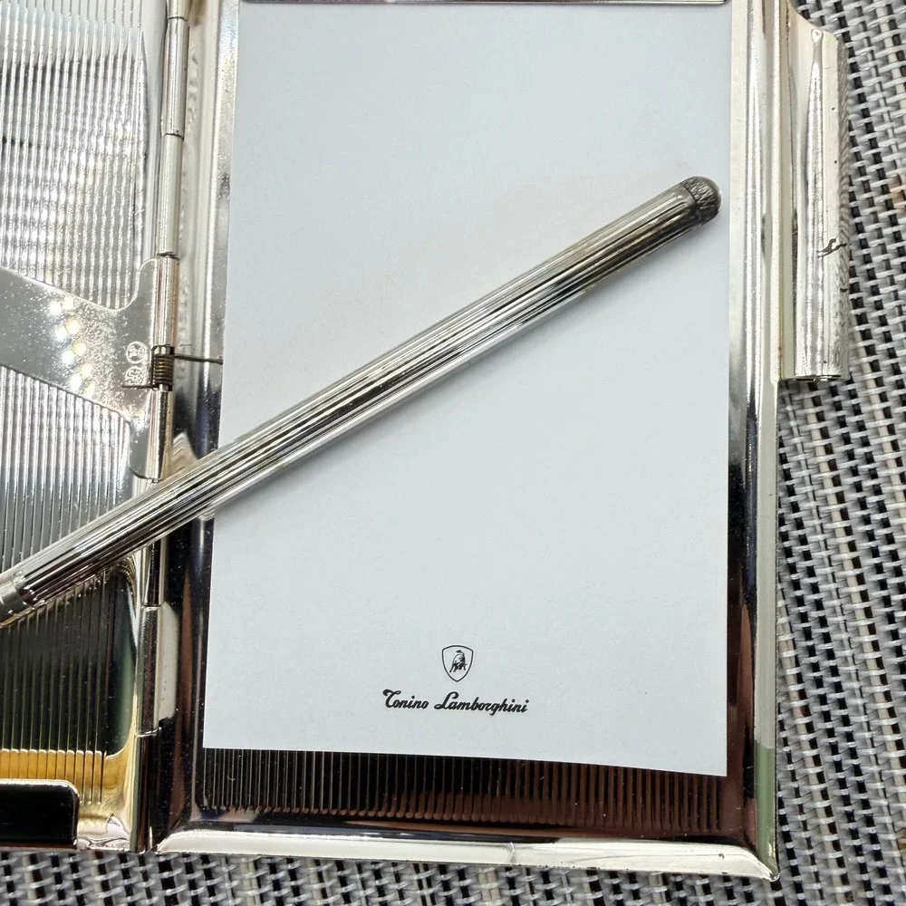 Tonino Lamborghini Silver Tone Notebook Pen Cigar Cutter & Mirror Luxury Set